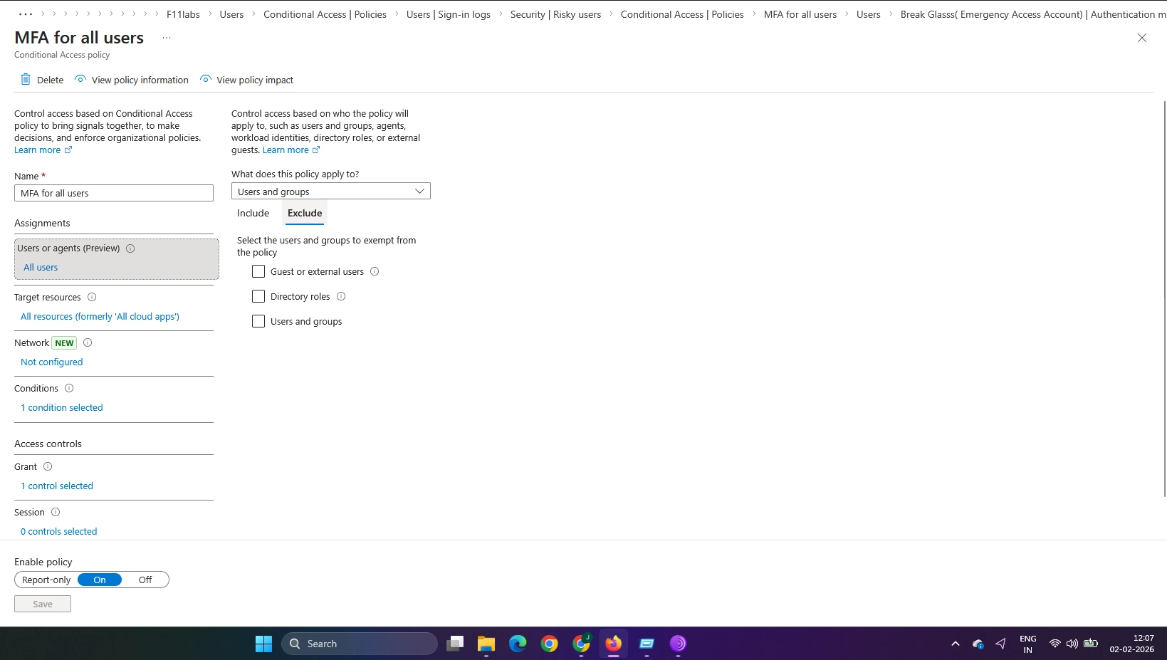 Break-Glass Account lab evidence