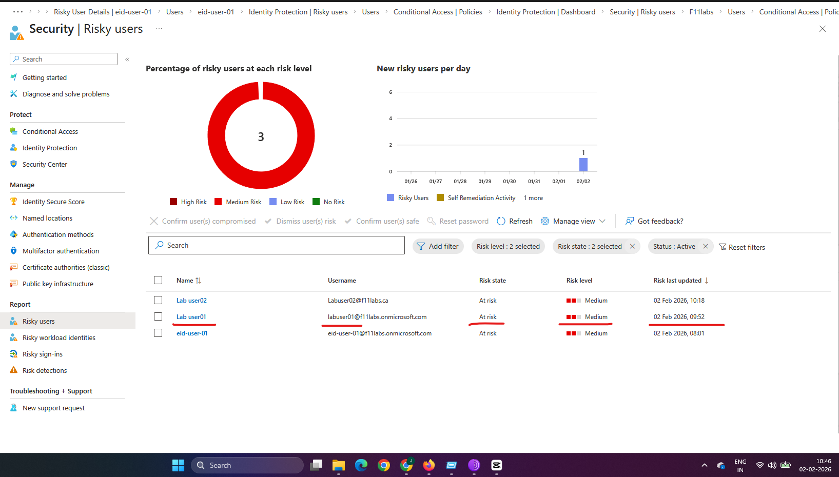 Evidence showing sign in logs