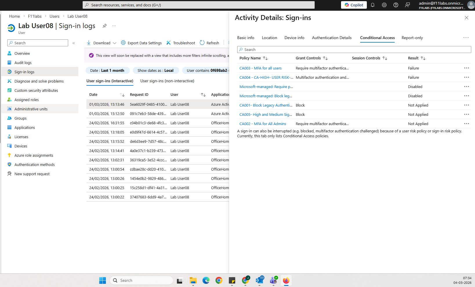 Evidence of MFA attack simulation